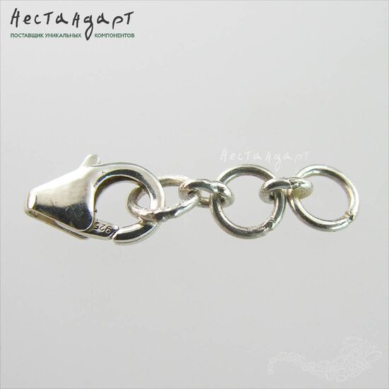 Замок-карабин с цепочкой Sterling Silver 10х6 мм, изображение 4