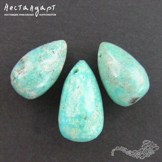 Бирюза натуральная стабилизированная Arizona Smooth Drop 11-15 мм, изображение 6