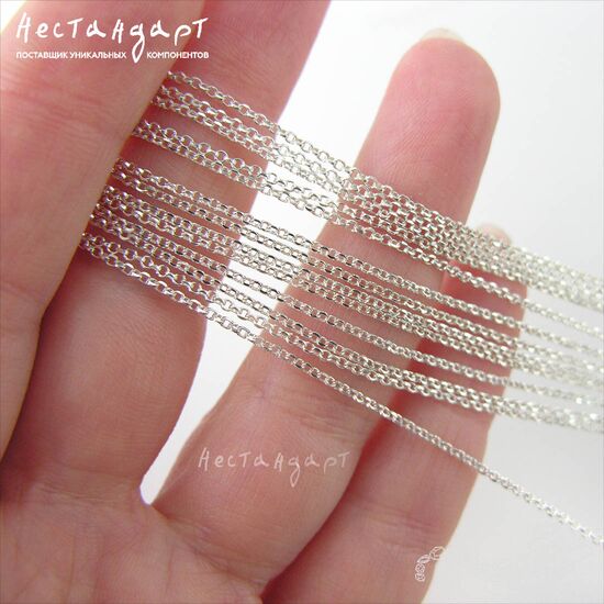 Цепочка тонкая с насечками Rolo Sterling Silver 1,2 мм (уп. 10 см), изображение 2