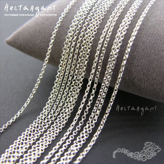 Цепочка тонкая с насечками Rolo Sterling Silver 1,2 мм (уп. 10 см), изображение 3