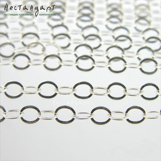 Цепочка Full Flat Oval Sterling Silver 2.2х1.8 мм (уп. 10 см.)