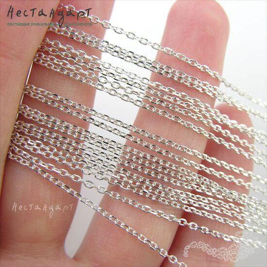 Цепочка якорная с насечками Sterling Silver 2х1,5 мм (уп. 20 см), изображение 2