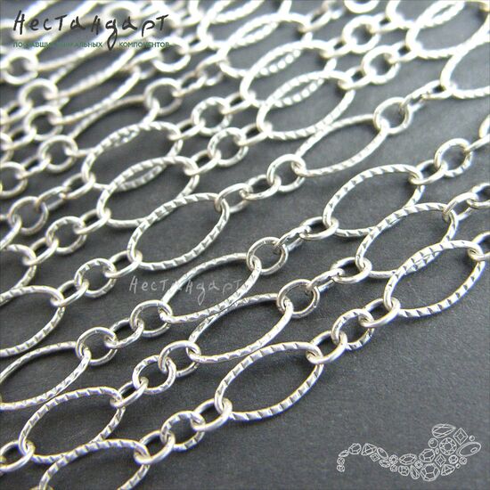 Цепочка Oxidized Long and Short Chain Sterling Silver 3,5х7 мм (уп. 10 см.)