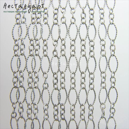 Цепочка Oxidized Long and Short Chain Sterling Silver 3,5х7 мм (уп. 10 см.), изображение 3