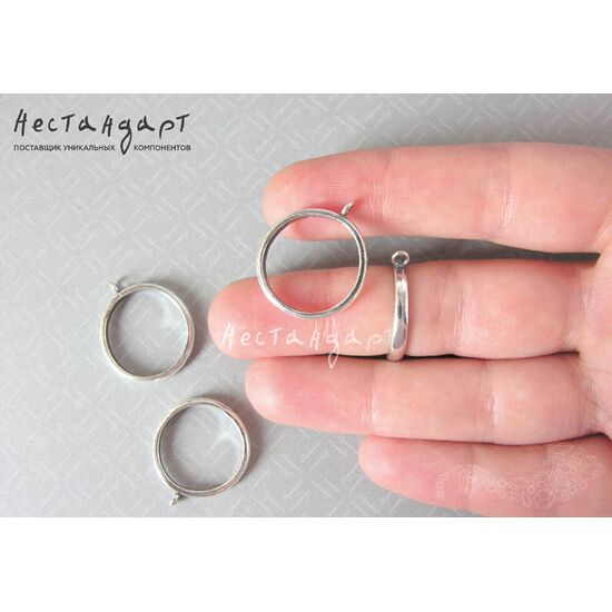 Основа для кольца с петлей Silver Plated, Размер кольца: 16