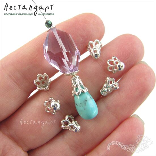 Чашечки для бусин Waterfall Sterling Silver 7,5х6 мм, изображение 2