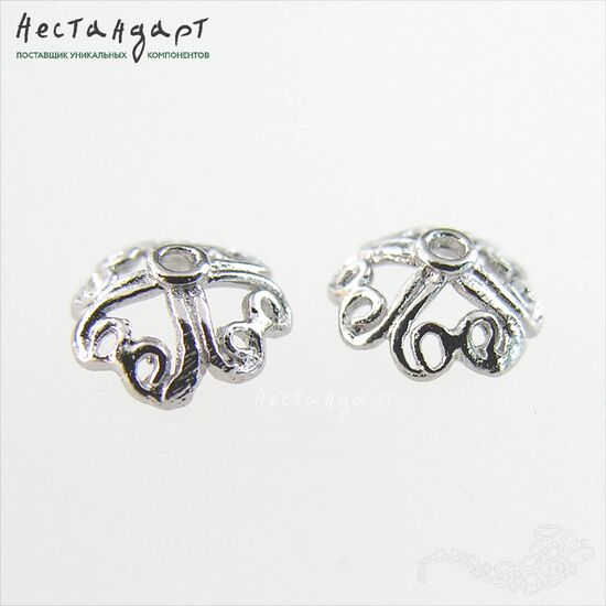Чашечки для бусин Clover Sterling Silver Rhodium Plated 8 мм, изображение 4