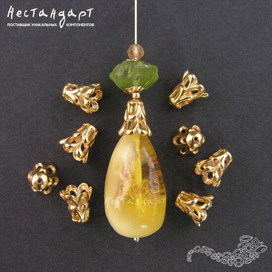 Чашечки для бусин Waterfall Vermeil Sterling Silver 7,5х6 мм