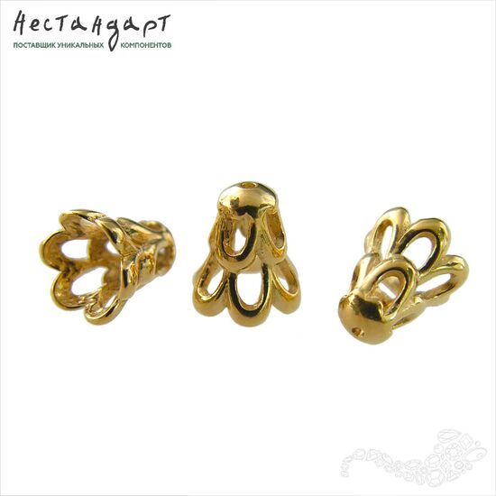 Чашечки для бусин Waterfall Vermeil Sterling Silver 7,5х6 мм, изображение 2