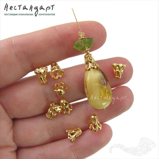 Чашечки для бусин Waterfall Vermeil Sterling Silver 7,5х6 мм, изображение 3