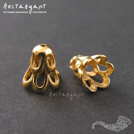 Чашечки для бусин Waterfall Vermeil Sterling Silver 7,5х6 мм, изображение 4