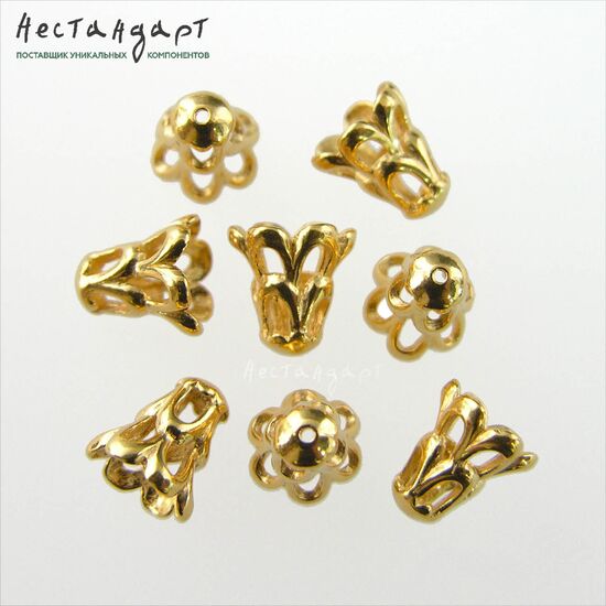 Чашечки для бусин Waterfall Vermeil Sterling Silver 7,5х6 мм, изображение 5