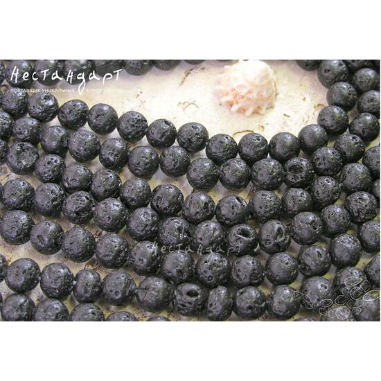 Лава черная 8 мм (нить 40 см), изображение 3