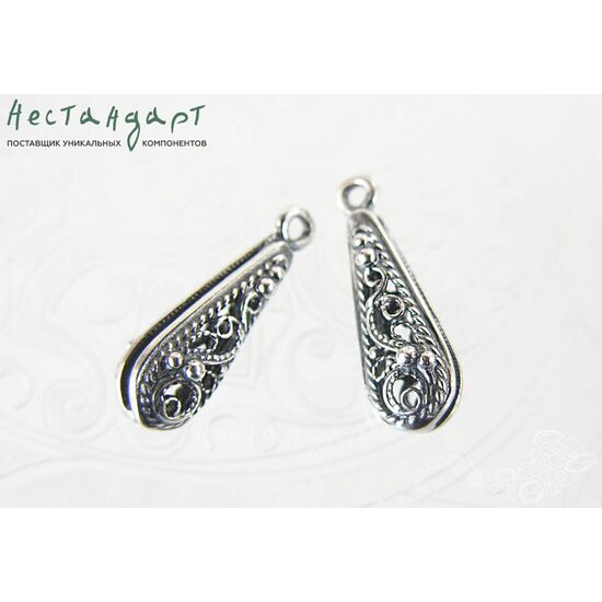 Подвеска Filigree Drop Silver Plated 18х6 мм