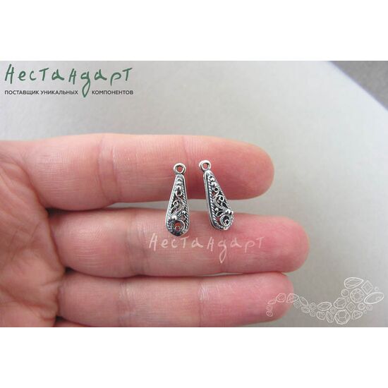 Подвеска Filigree Drop Silver Plated 18х6 мм, изображение 3