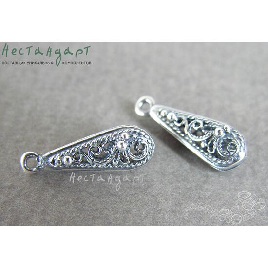 Подвеска Filigree Drop Silver Plated 18х6 мм, изображение 4