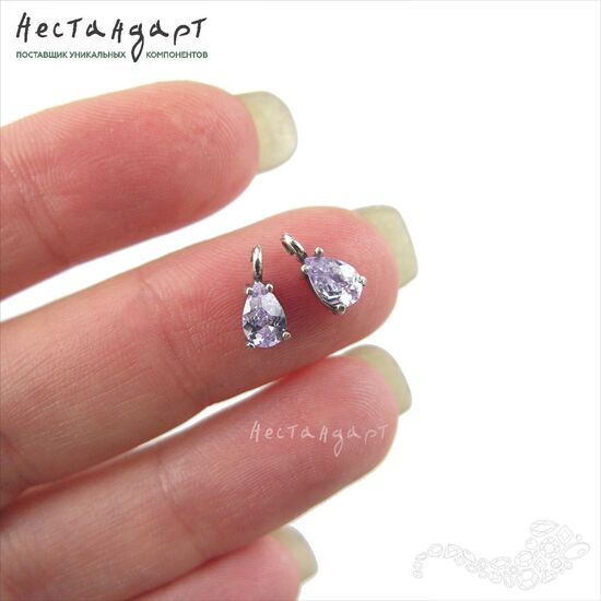 Подвеска со вставкой Lavender Fianit Unique Silver Plated 9х4 мм, изображение 2