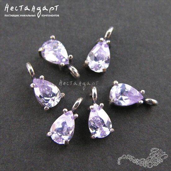 Подвеска со вставкой Lavender Fianit Unique Silver Plated 9х4 мм, изображение 3