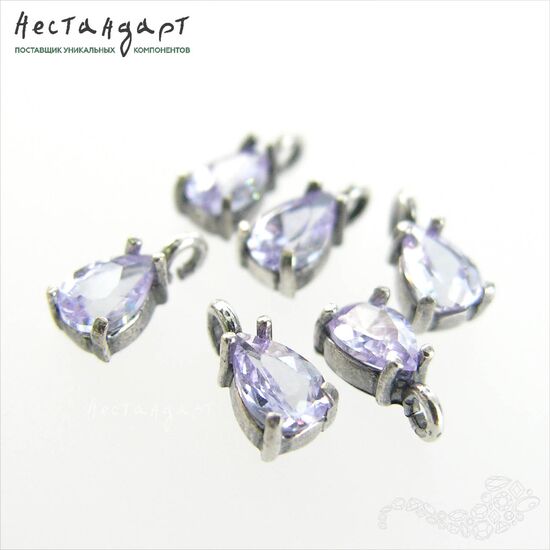 Подвеска со вставкой Lavender Fianit Unique Silver Plated 9х4 мм, изображение 4
