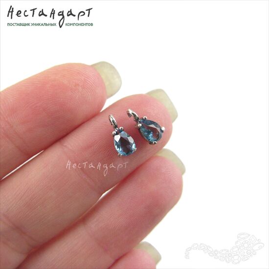 Подвеска со вставкой Sapphire Crystal Unique Silver Plated 9х4 мм, изображение 2