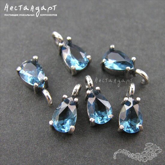 Подвеска со вставкой Sapphire Crystal Unique Silver Plated 9х4 мм, изображение 3
