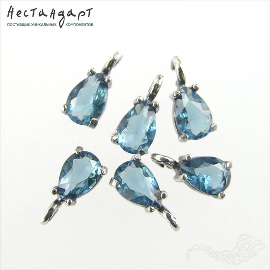 Подвеска со вставкой Sapphire Crystal Unique Silver Plated 9х4 мм, изображение 4