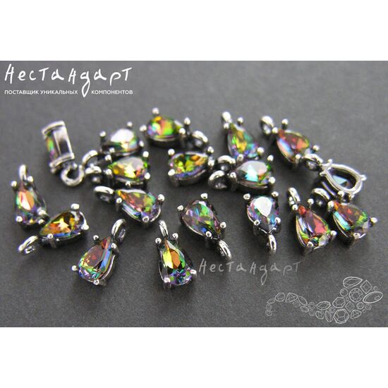 Подвеска со вставкой Mystic Fianit Unique Silver Plated 9х4 мм