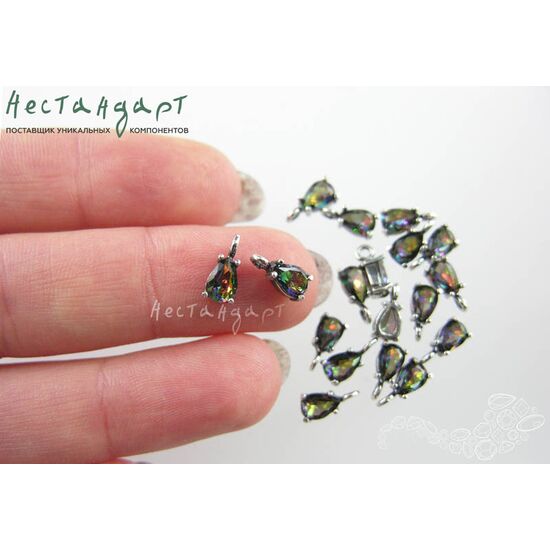 Подвеска со вставкой Mystic Fianit Unique Silver Plated 9х4 мм, изображение 2