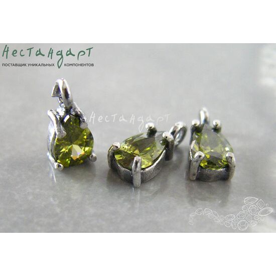 Подвеска со вставкой Olive Fianit Unique Silver Plated 9х4 мм