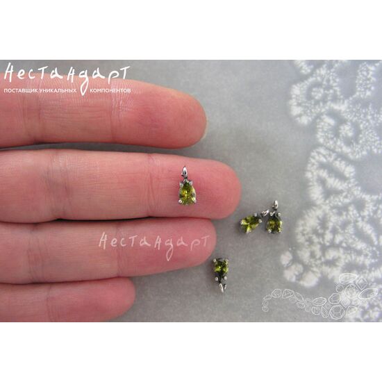 Подвеска со вставкой Olive Fianit Unique Silver Plated 9х4 мм, изображение 2