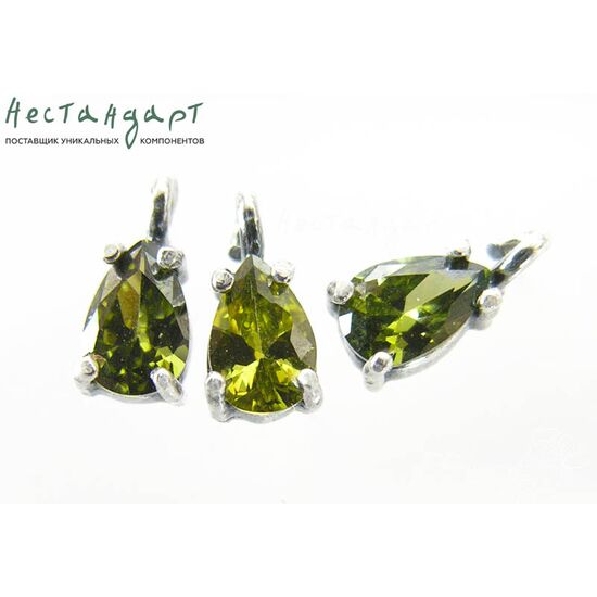 Подвеска со вставкой Olive Fianit Unique Silver Plated 9х4 мм, изображение 3