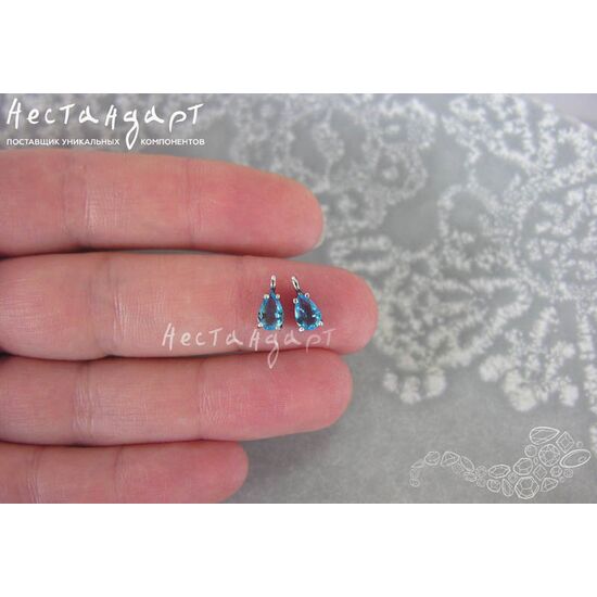 Подвеска со вставкой Aquamarine Crystal Unique Silver Plated 9х4 мм, изображение 2