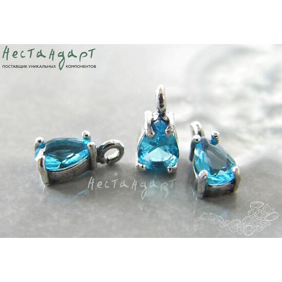 Подвеска со вставкой Aquamarine Crystal Unique Silver Plated 9х4 мм, изображение 3