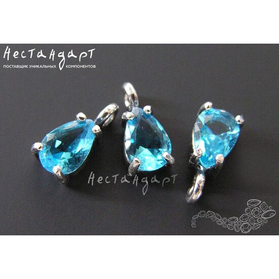 Подвеска со вставкой Aquamarine Crystal Unique Silver Plated 9х4 мм, изображение 4