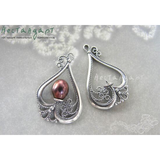 Подвеска-коннектор Heart Silver Plated 31х20 мм (пара)