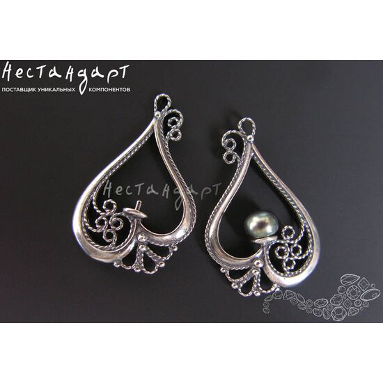 Подвеска-коннектор Heart Silver Plated 31х20 мм (пара), изображение 3