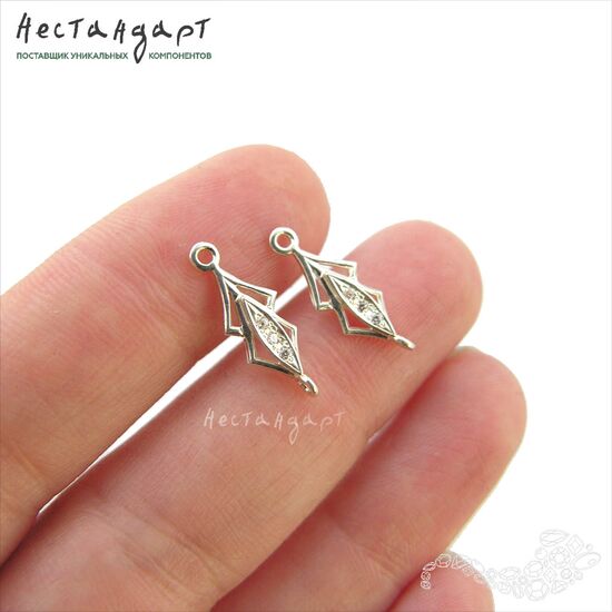 Коннектор Fianit Pagoda Sterling Silver 18х6 мм, изображение 2