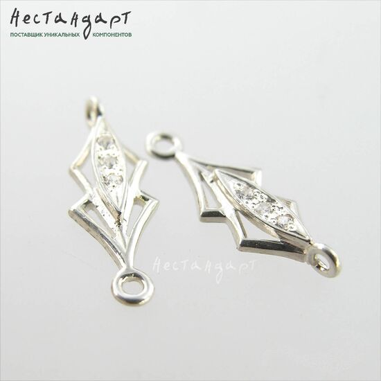 Коннектор Fianit Pagoda Sterling Silver 18х6 мм, изображение 3
