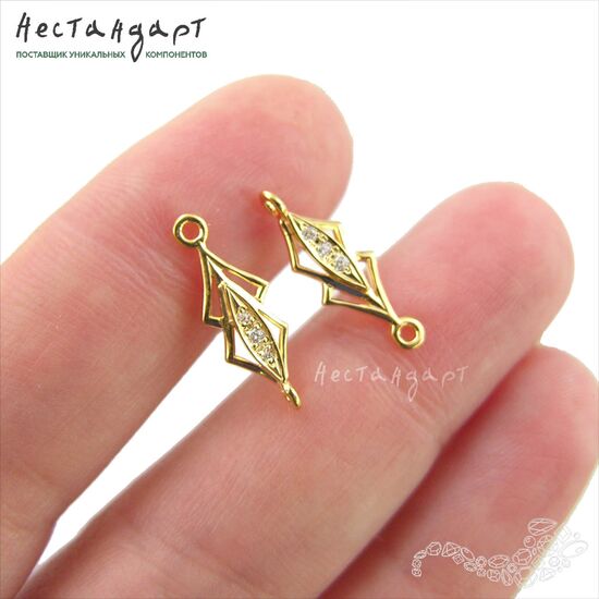 Коннектор Fianit Pagoda Vermeil Sterling Silver 18х6 мм, изображение 2