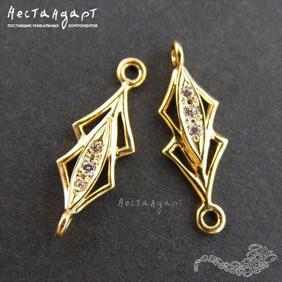 Коннектор Fianit Pagoda Vermeil Sterling Silver 18х6 мм, изображение 3