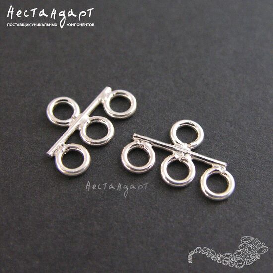 Коннектор-разделитель на 3 нити Chandelier Sterling Silver 15х10 мм