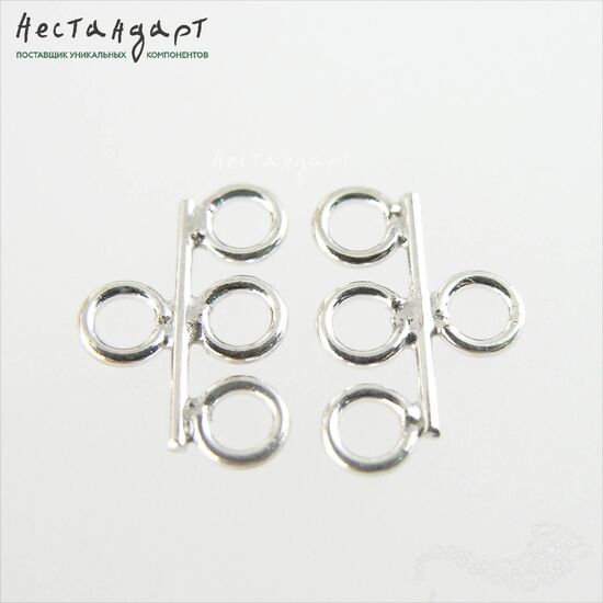 Коннектор-разделитель на 3 нити Chandelier Sterling Silver 15х10 мм, изображение 3
