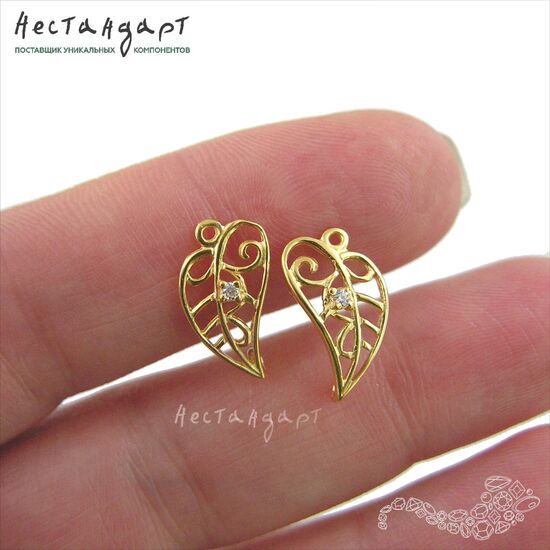 Коннектор Gold Leaf Vermeil Sterling Silver 15х8 мм, изображение 2