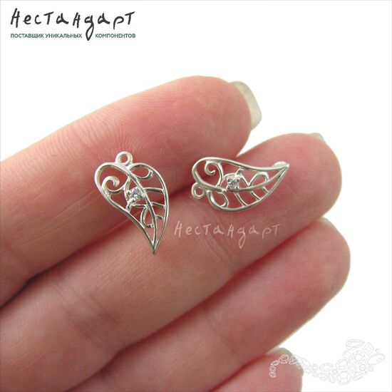 Коннектор White Leaf Sterling Silver 15х8 мм, изображение 2
