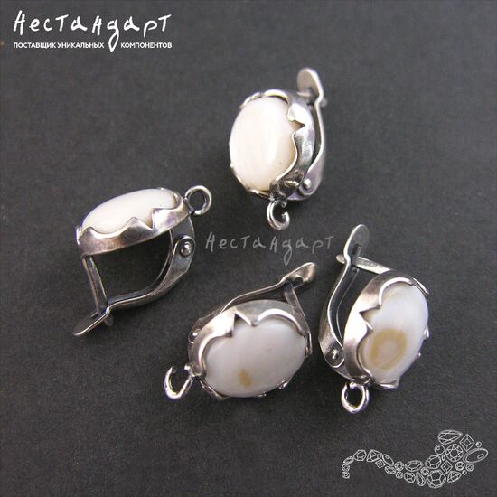 Швензы Solar со вставкой Перламутр Silver Plated 12 мм (пара), изображение 3