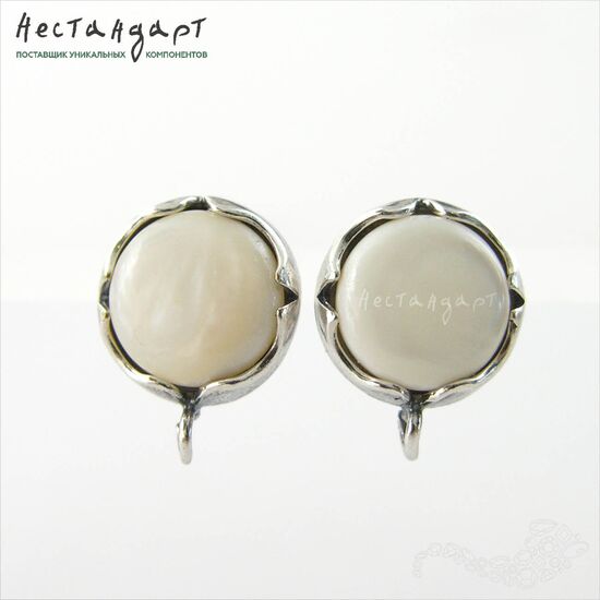 Швензы Solar со вставкой Перламутр Silver Plated 12 мм (пара), изображение 4