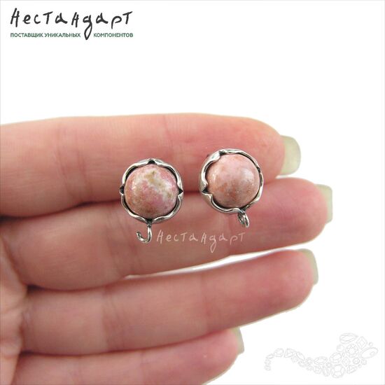 Швензы Solar со вставкой Родонит Silver Plated 12 мм (пара), изображение 2