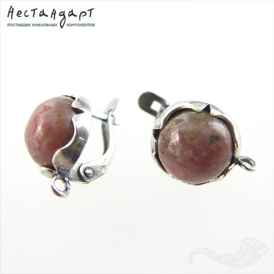 Швензы Solar со вставкой Родонит Silver Plated 12 мм (пара), изображение 3