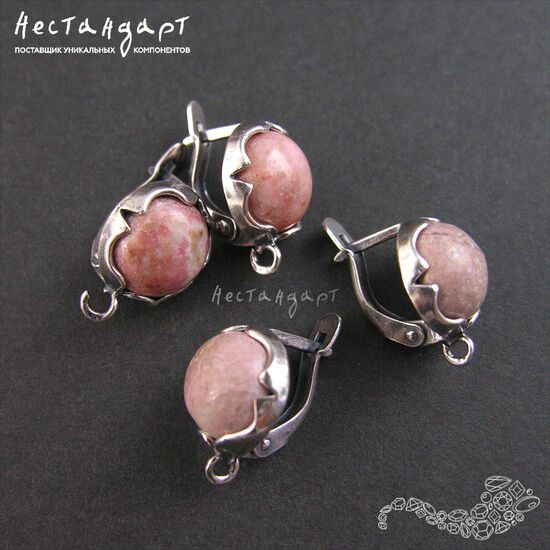 Швензы Solar со вставкой Родонит Silver Plated 12 мм (пара), изображение 4