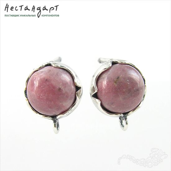 Швензы Solar со вставкой Родонит Silver Plated 12 мм (пара), изображение 5